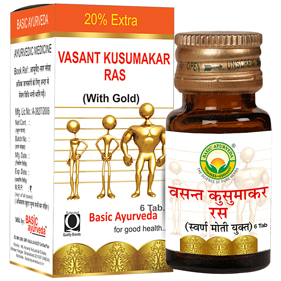 Basic Ayurveda Vasant Kusumakar Ras Tablets - Improves Muscle Strength