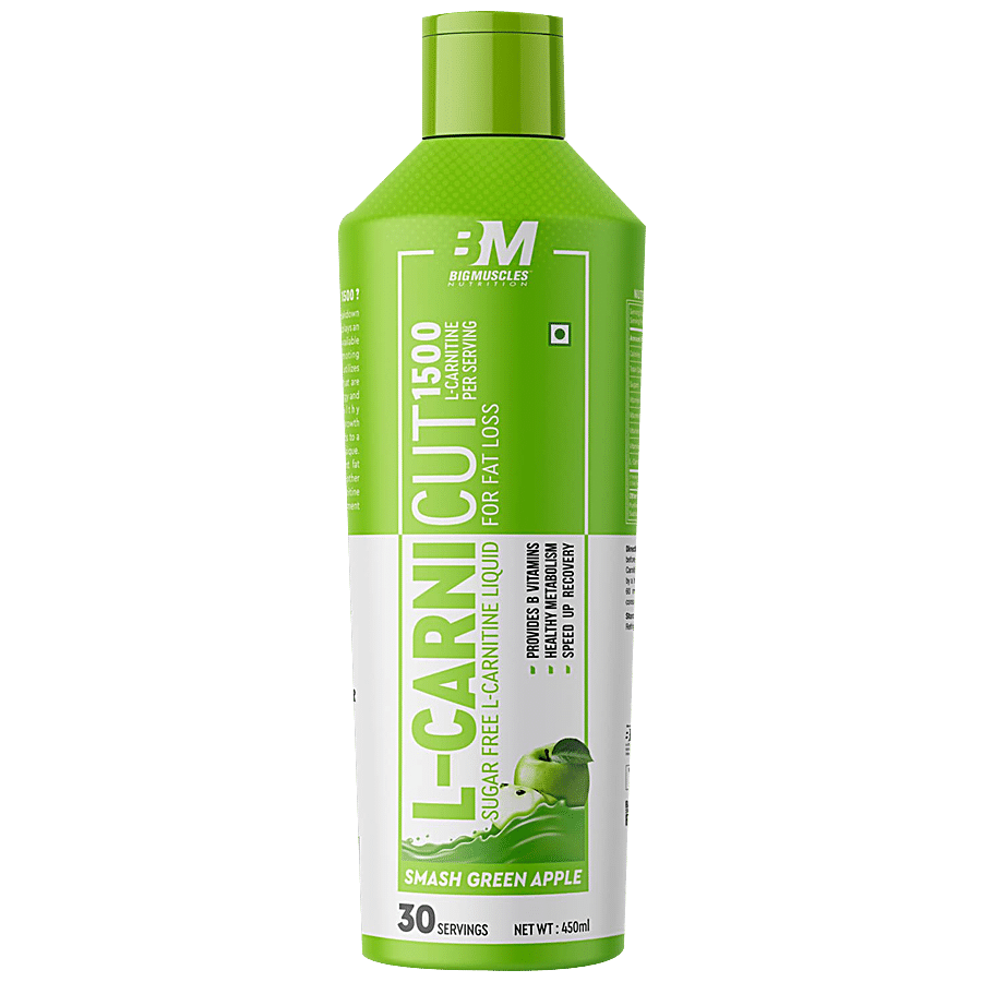 Bigmuscles Nutrition L-Carnicut Liquid L-Carnitine With Vitamin B - Smash Green Apple