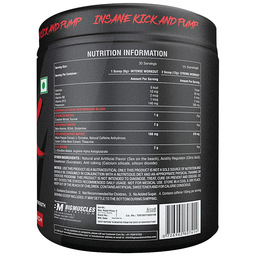 Bigmuscles Nutrition Pre-Workout Formulation - Freak