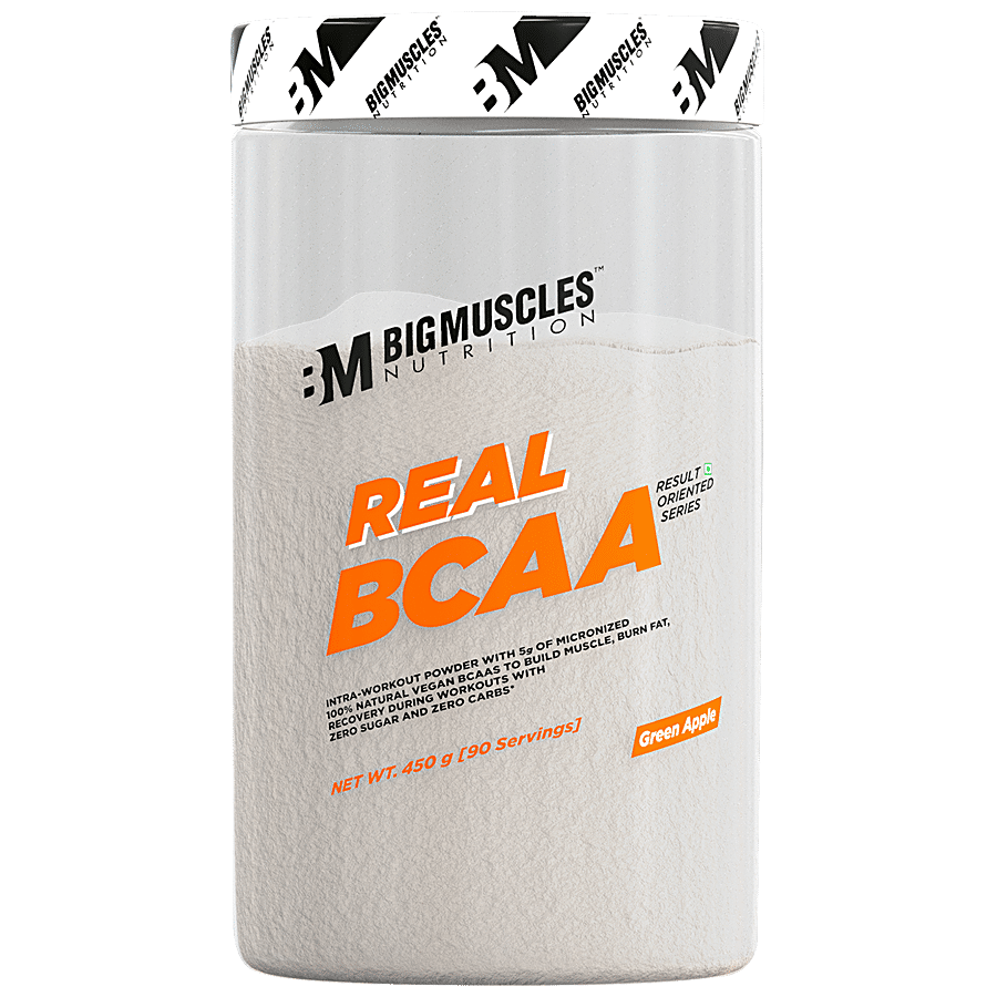 Bigmuscles Nutrition Real BCAA Intra Workout Powder Supplement - Green Apple