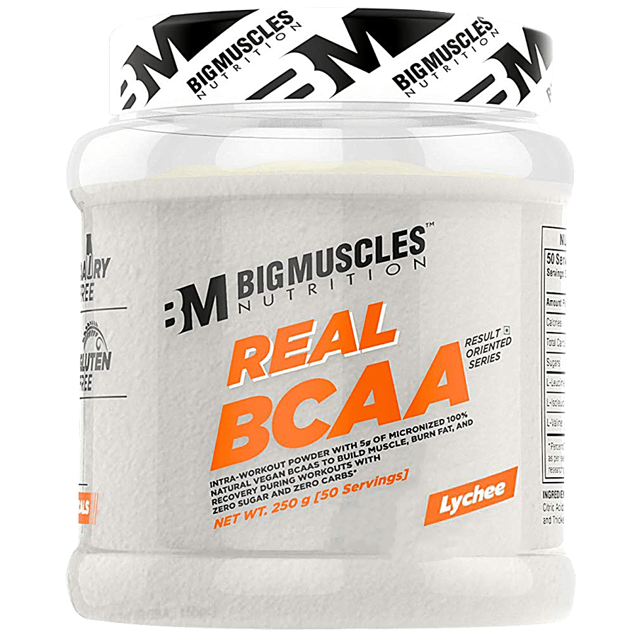 Bigmuscles Nutrition Real BCAA Intra Workout Powder Supplement - Litchi