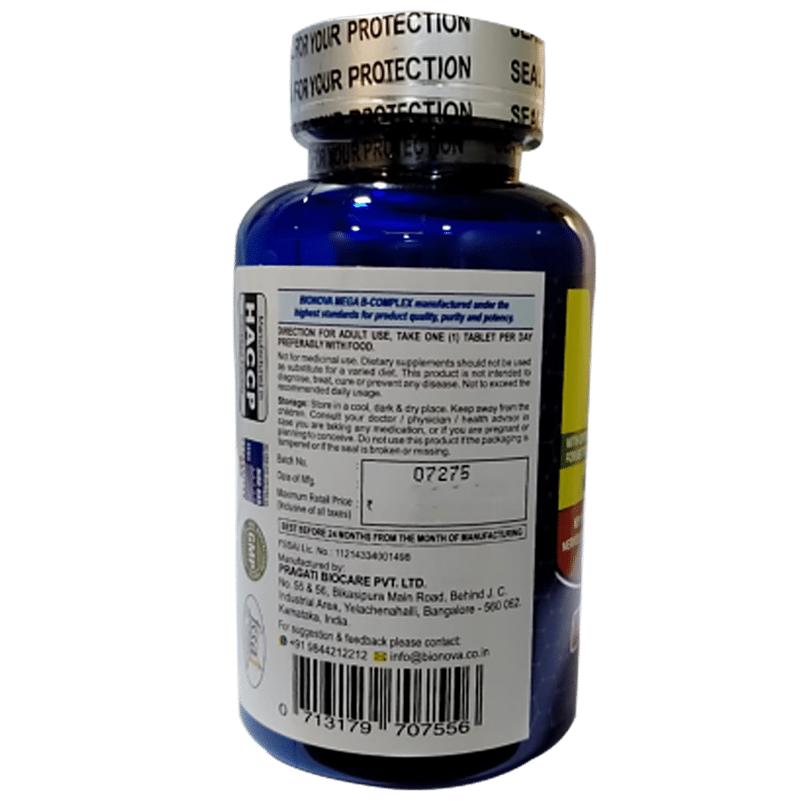 Bionova Mega B Complex Tablets - With Choline & Inositol