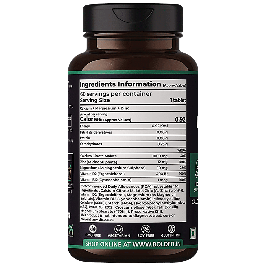 Boldfit Calcium Magnesium Zinc Tablet - Supports Immunity