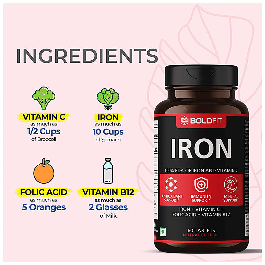 Boldfit Iron Supplement Tablet - Supports Immunity System