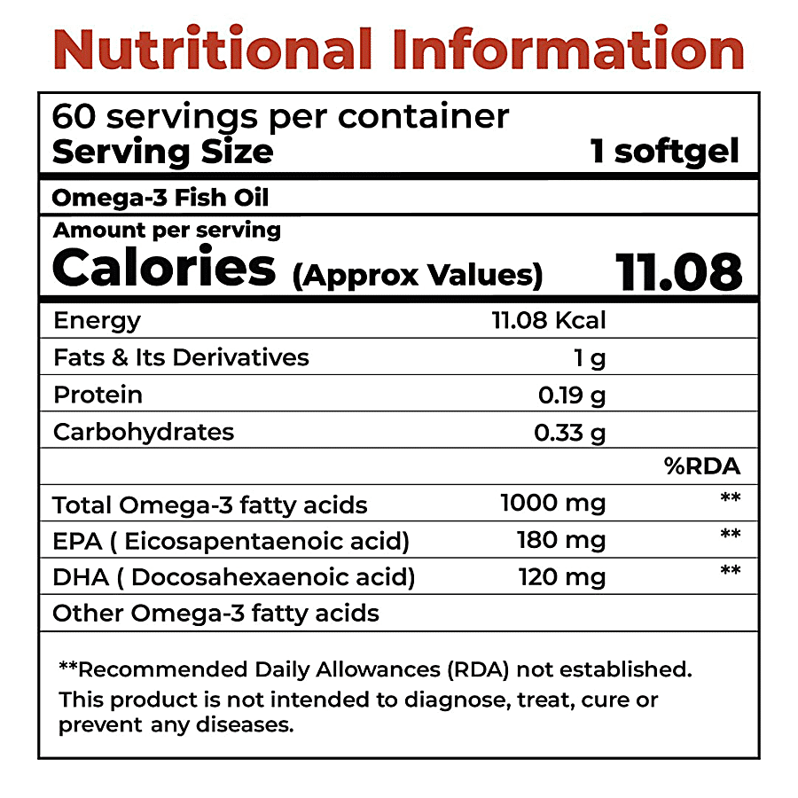 Boldfit Omega 3 Fish Oil 1000mg Supplement Soft Gel - For Over All Well Being