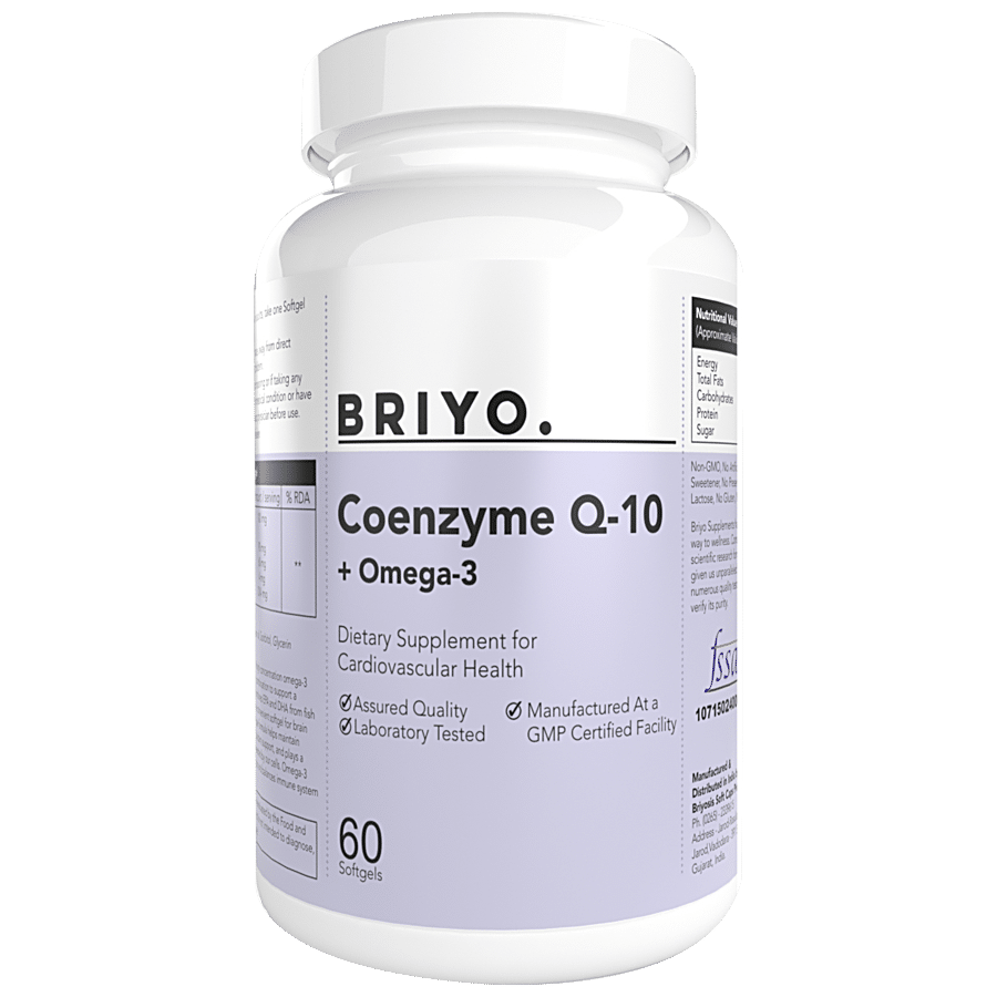 Briyo Coenzyme Q10 + Omega 3 Softgel Capsules - Dietary Supplement