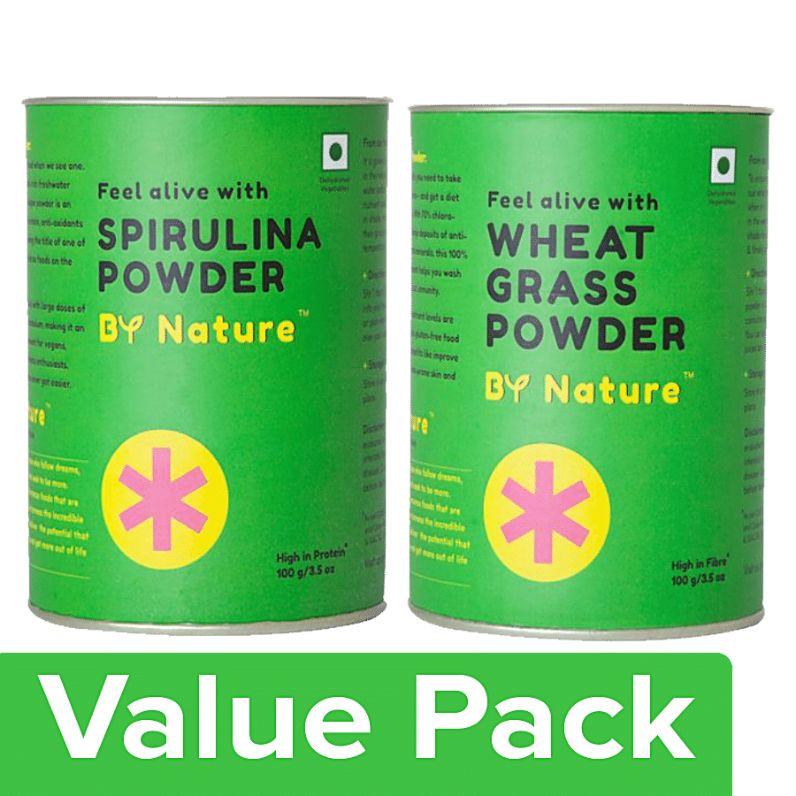 By Nature Wheat Grass Powder 100 g + Spirulina Powder 100 g