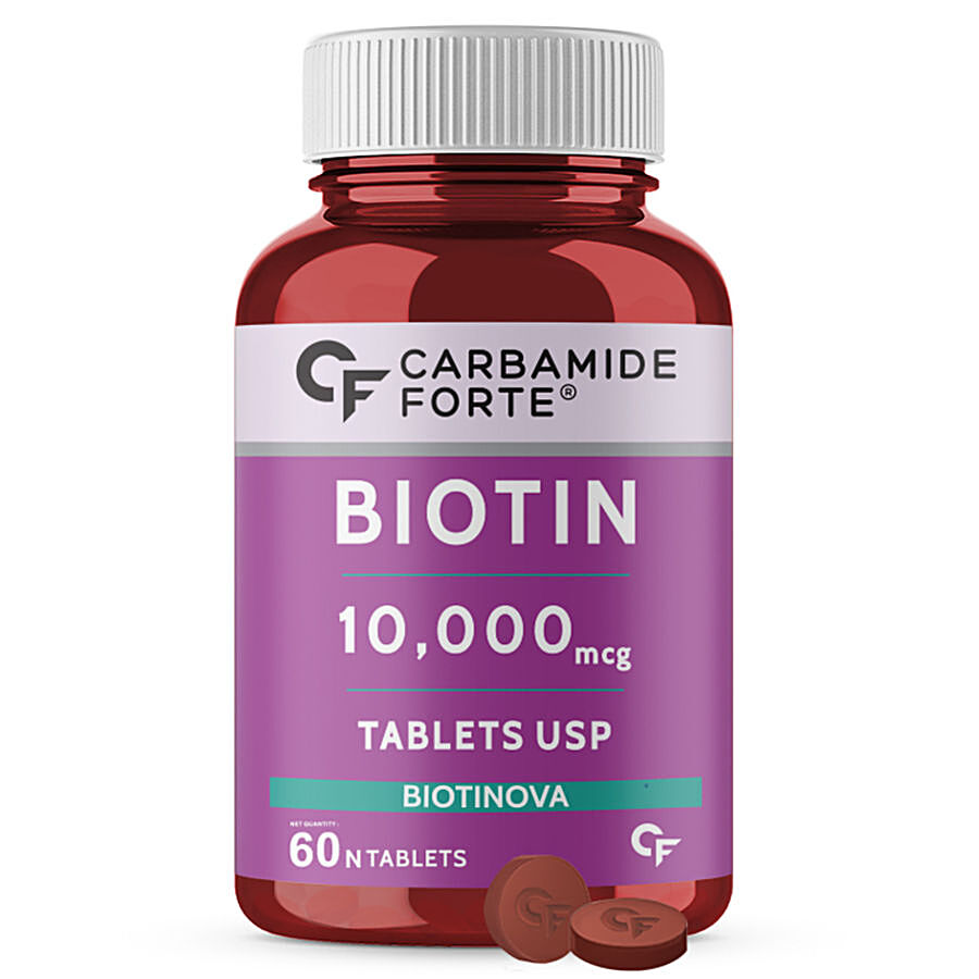 Carbamide Forte Biotin 10000mcg High Potency Vegetarian Tablets - For Hair Growth