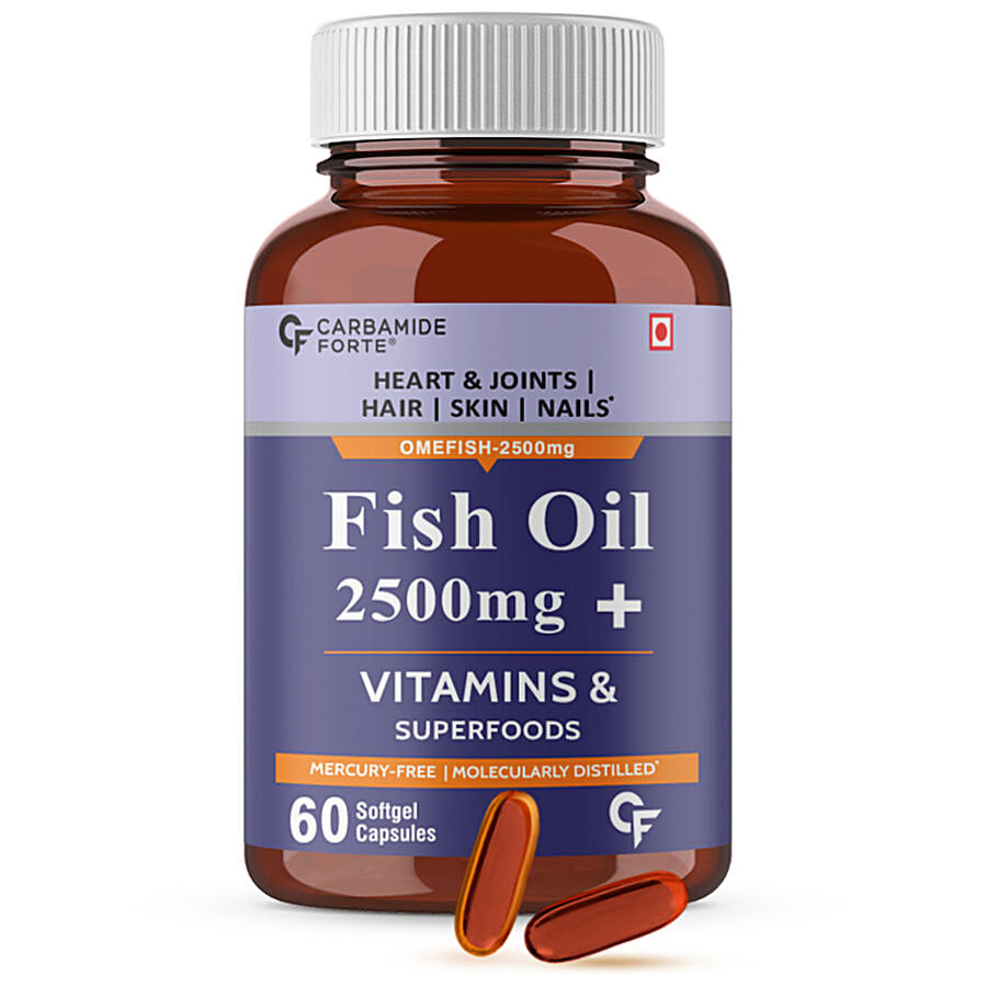 Carbamide Forte Fish Oil 2500mg + Vitamins & Superfoods Softgel Capsules - For Heart & Joints