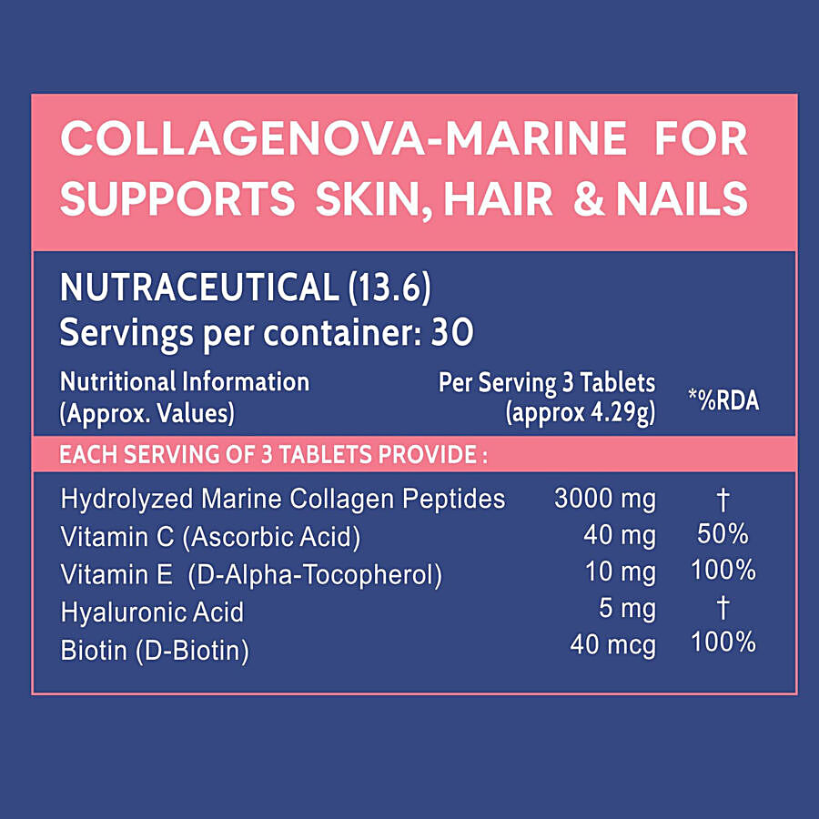 Carbamide Forte Hydrolysed Marine Collagen Peptides Tablets - 3000 mg With Biotin & Hyaluronic Acid