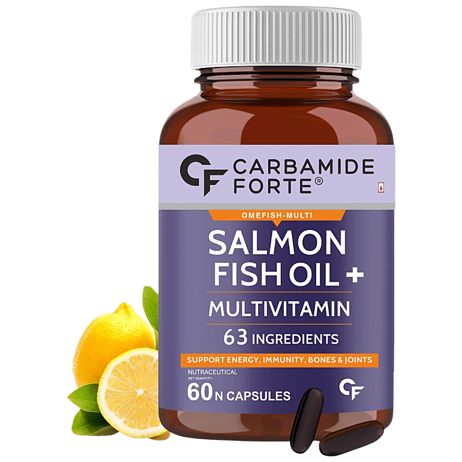 Carbamide Forte Salmon Fish Oil + Multivitamin 1892.5mg + 63 Ingredients Softgel Capsules - For Energy & Immunity