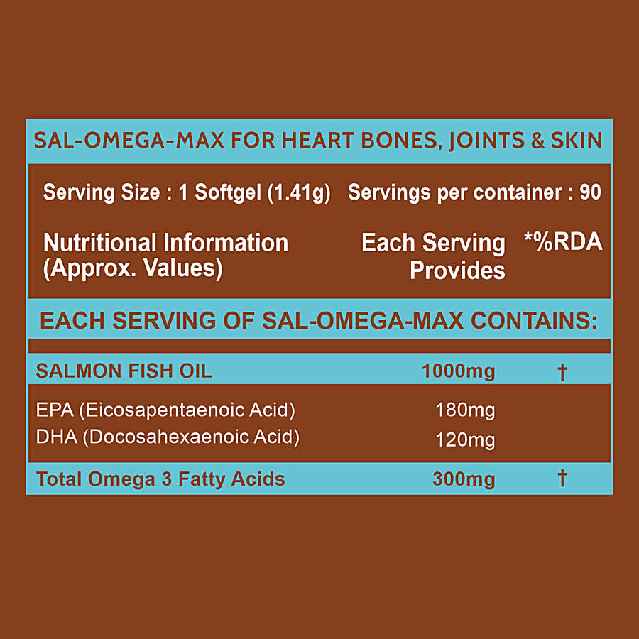 Carbamide Forte Salmon Omega 3 Fish Oil 1000mg EPA 180mg & DHA 120mg Softgel Capsules