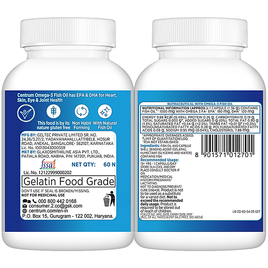 Centrum Omega 3 Fish Oil With EPA & DHA For Heart