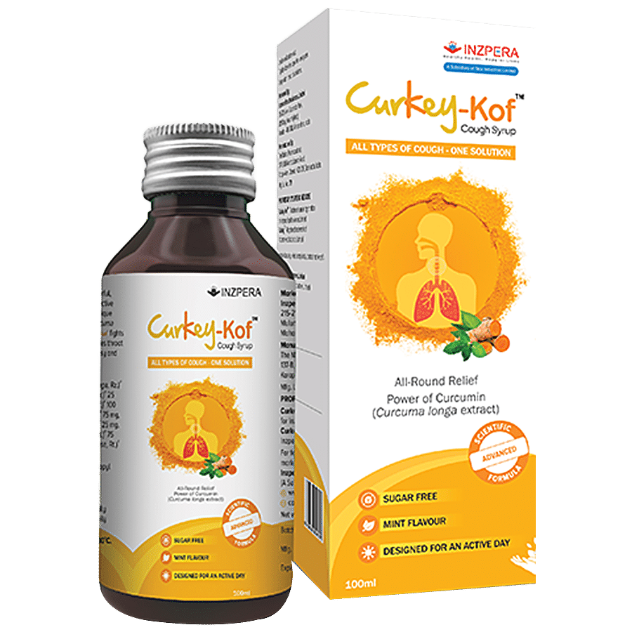 Curkey Kof Cough Syrup For Dry & Wet Cough With Turmeric - Non-Drowsy