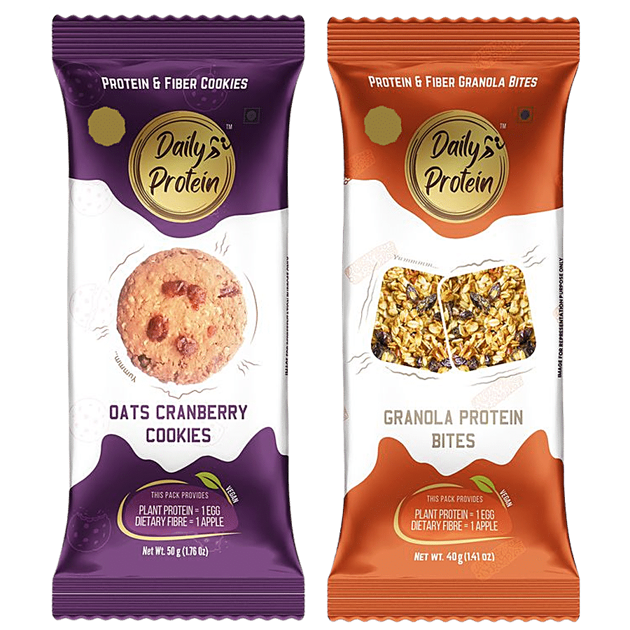 DAILY PROTEIN Oats Cranberry Cookies & Granola Protein Bites - Vegan & No Preservatives