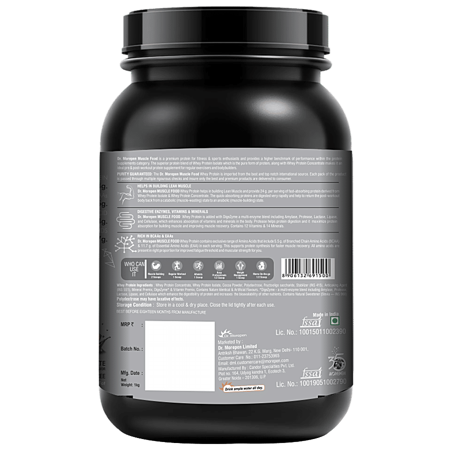 Dr. Morepen 100 % Whey Protein - Muscle Food With Digestive Enzymes