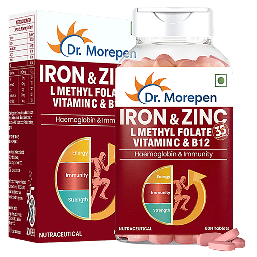 Dr. Morepen Iron & Zinc Tablets With Vitamin C & B12