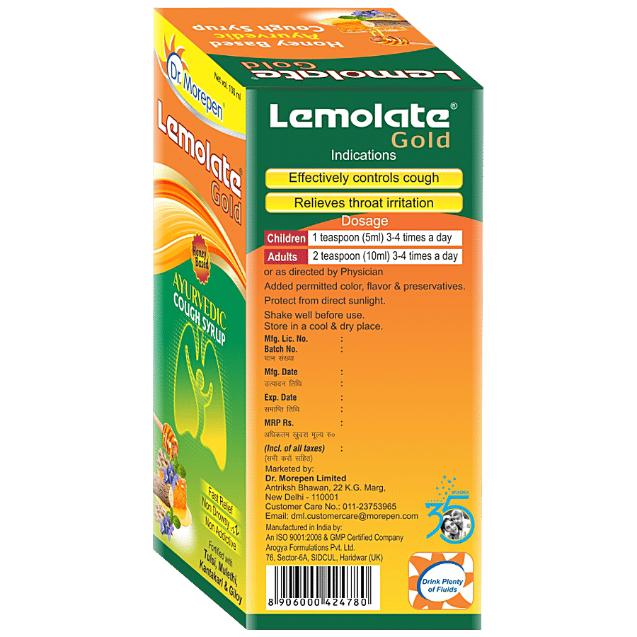 Dr. Morepen Lemolate Gold Ayurvedic Cough Syrup