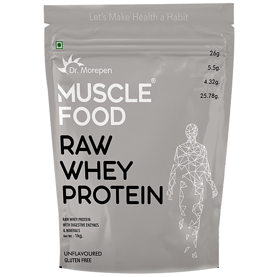 Dr. Morepen Muscle Food Raw Whey Protein Powder - With Digestive Enzymes & Minerals