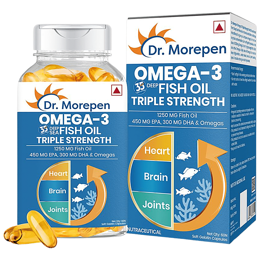 Dr. Morepen Omega 3 Deep Sea Fish Oil Softgels -  Triple Strength