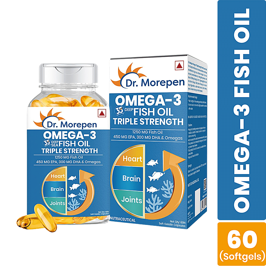 Dr. Morepen Omega 3 Deep Sea Fish Oil Softgels -  Triple Strength