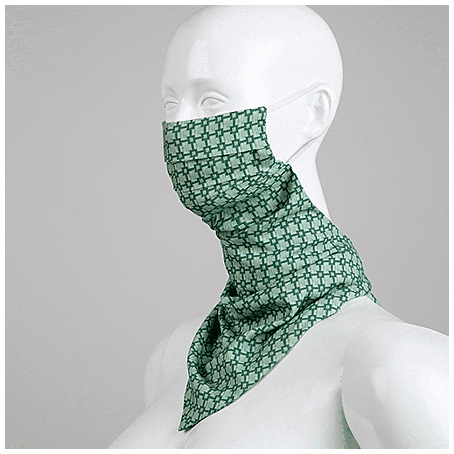 FabAlley Cotton Scarf Mask - Sage Abstract