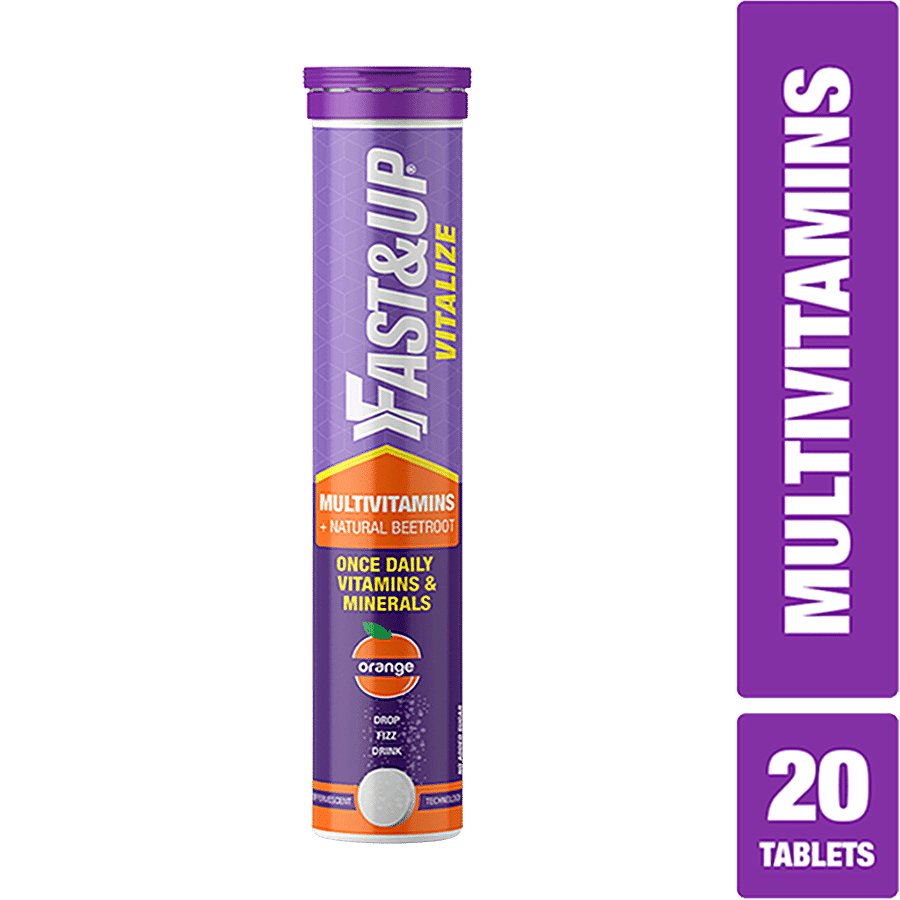 Fast&Up Vitalize Mutivitamin Effervescent Tablets Extract For Men & Women - Orange Flavour