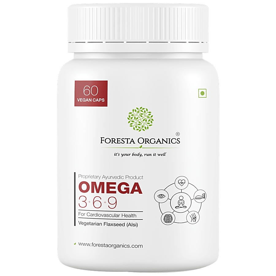 Foresta Organics Omega 3 + 6 + 9 Capsules - With Flaxseed & Safflower Extract