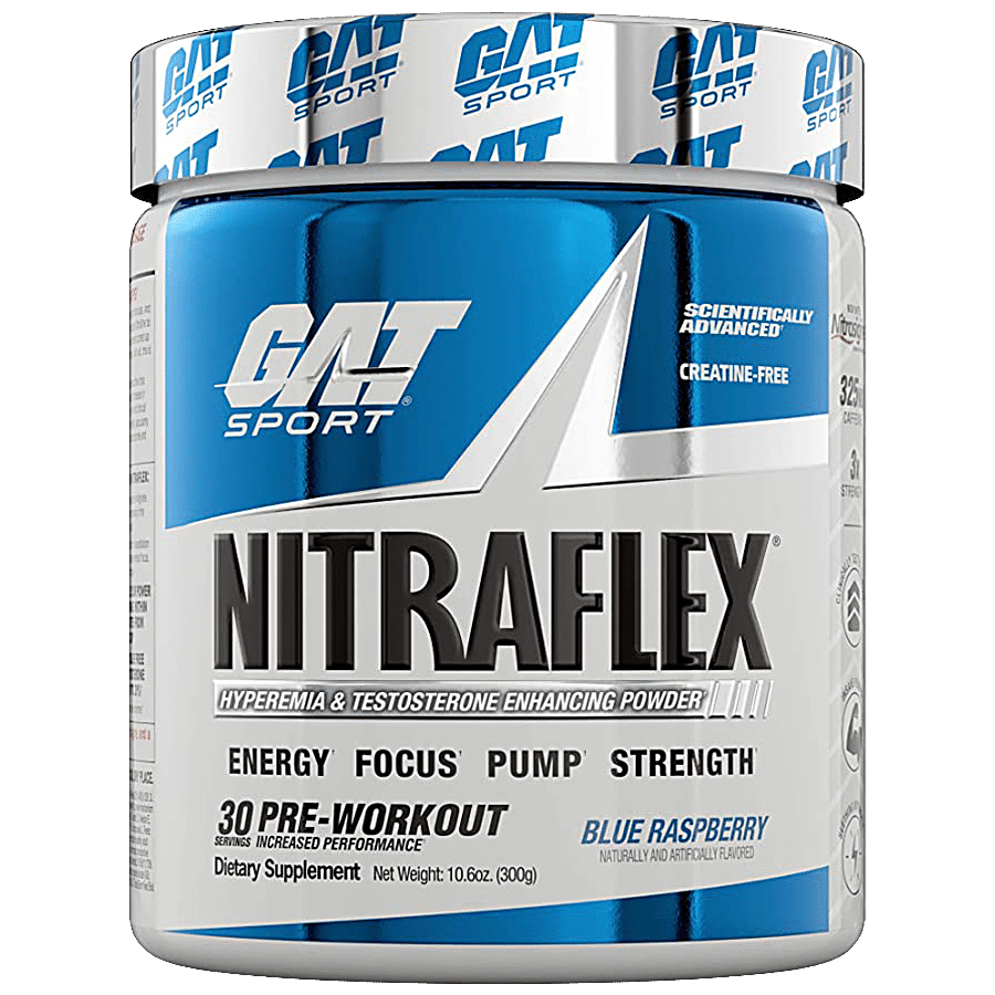 GAT Sport Nitraflex Hyperemia & Testosterone Enhancing Powder - Blue Raspberry Flavour