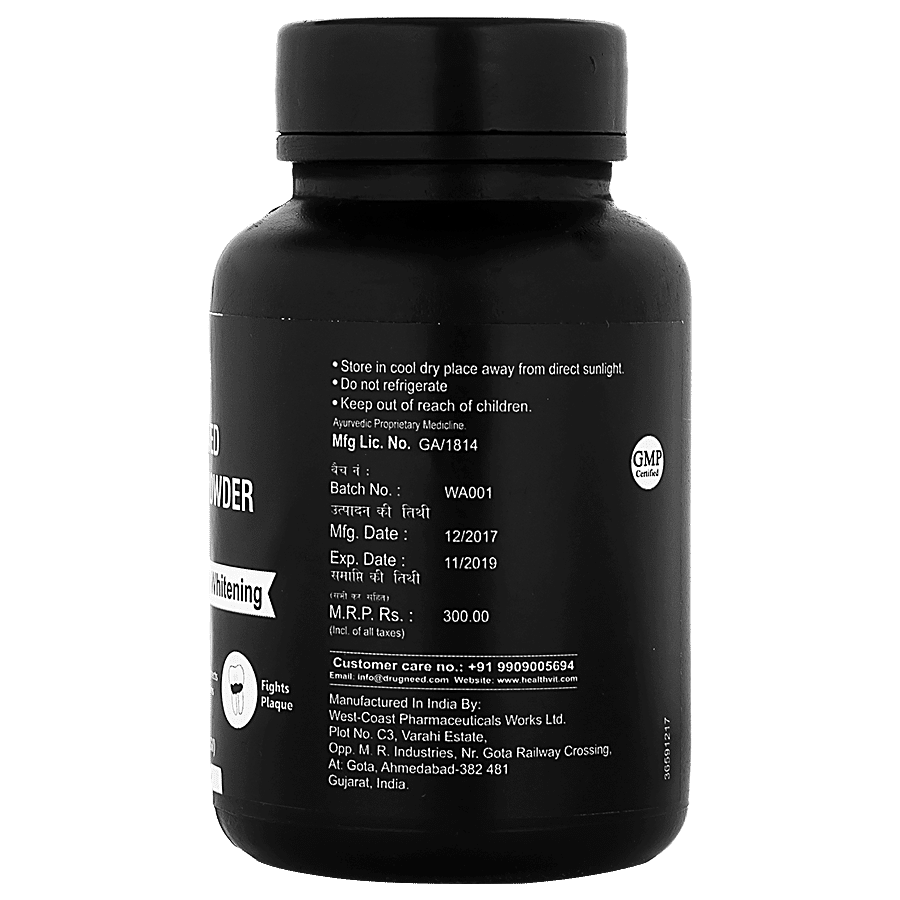 Healthvit Activated Charcoal Powder - For Instant Natural Teeth Whitening