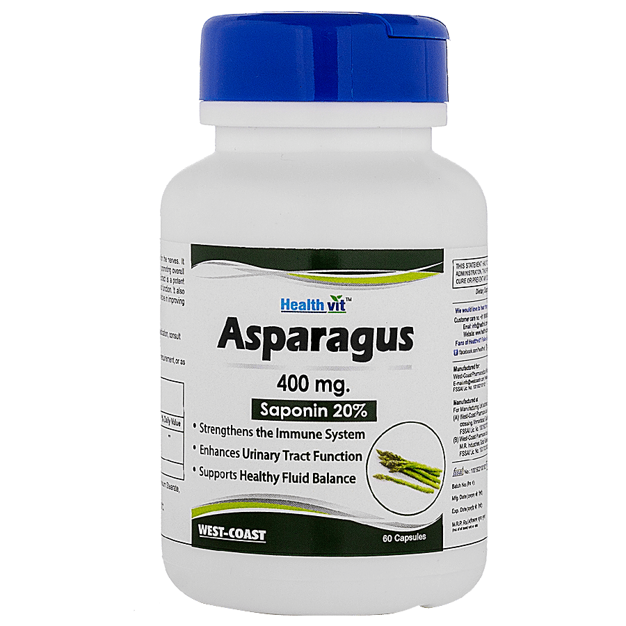 Healthvit Asparagus 400 mg Saponin 20% Capsules - Strengthens Immune System