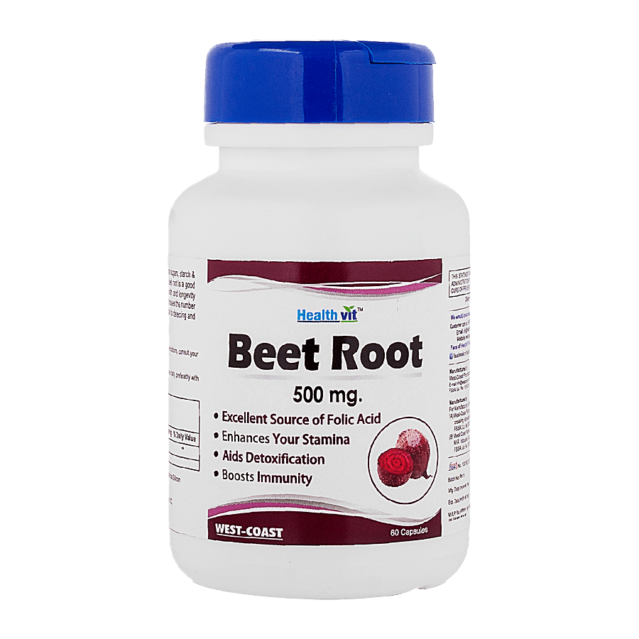 Healthvit Beet Root 500 mg Capsules - For Immunity Booster