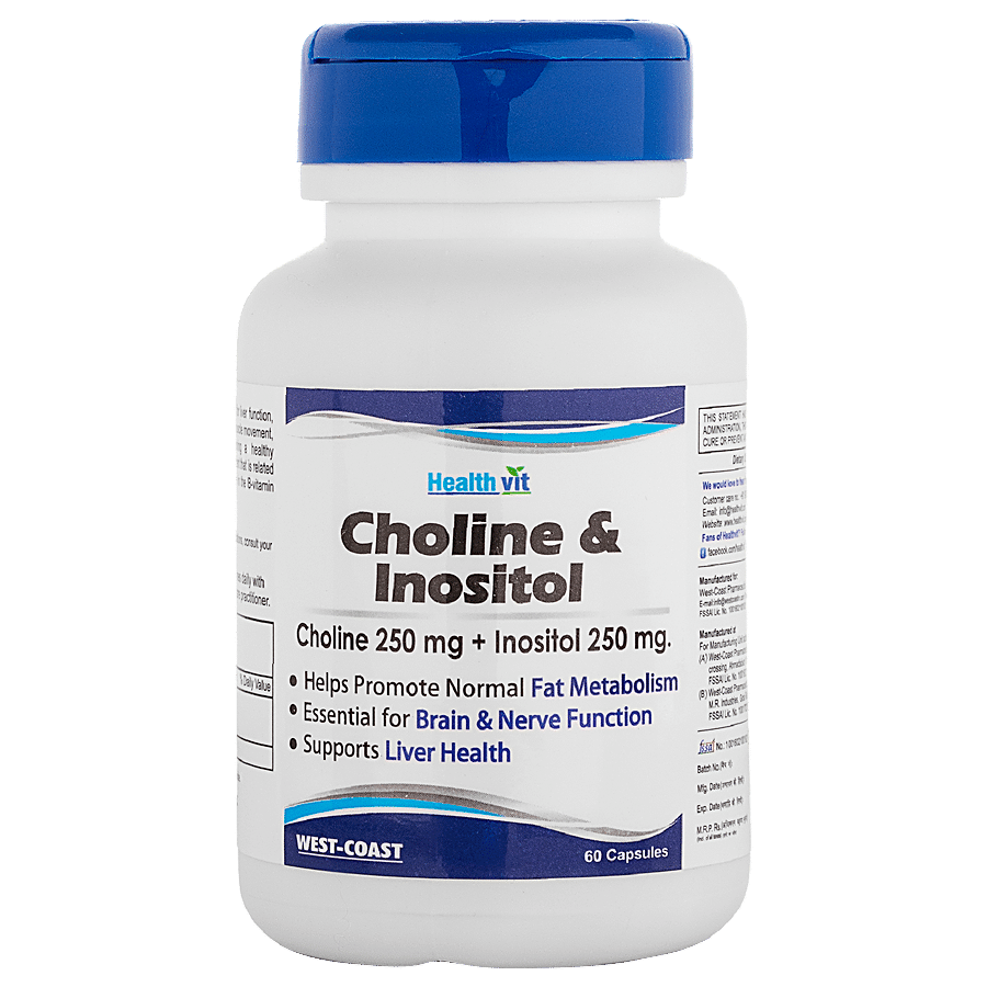 Healthvit Choline Hydrogen Tartrate 250 mg + Inositol 250 mg Capsules