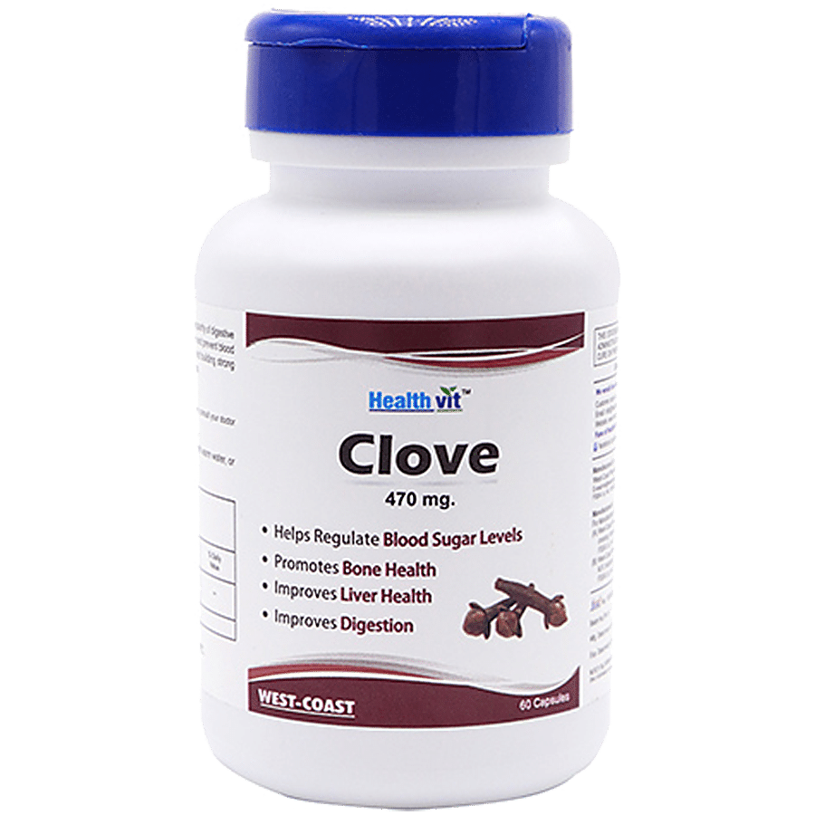 Healthvit Clove 470 mg Capsules - Regulate Blood Sugar Levels