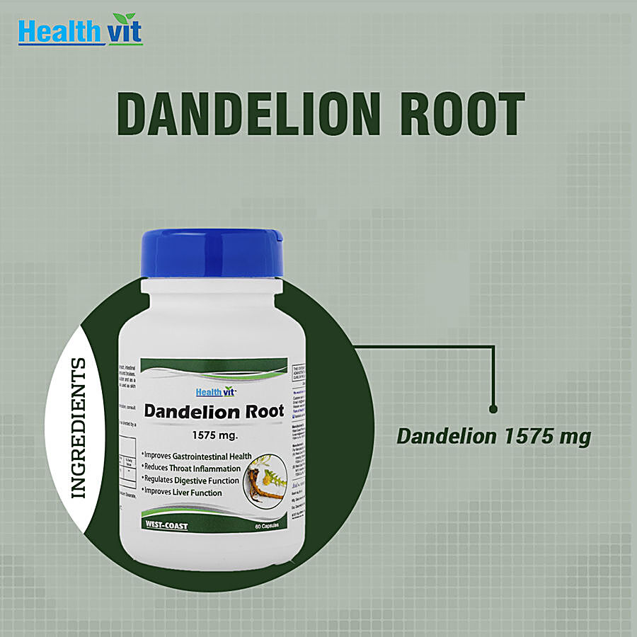 Healthvit Dandelion Root 1575 mg Capsules - For Improve Digestion