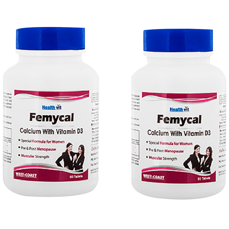 Healthvit Femycal Calcium With Vitamin D3 Tablets - Pre & Post Menopause