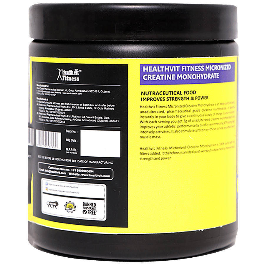 Healthvit Fitness Health Supplement - Micronised Creatine Monohydrate Powder