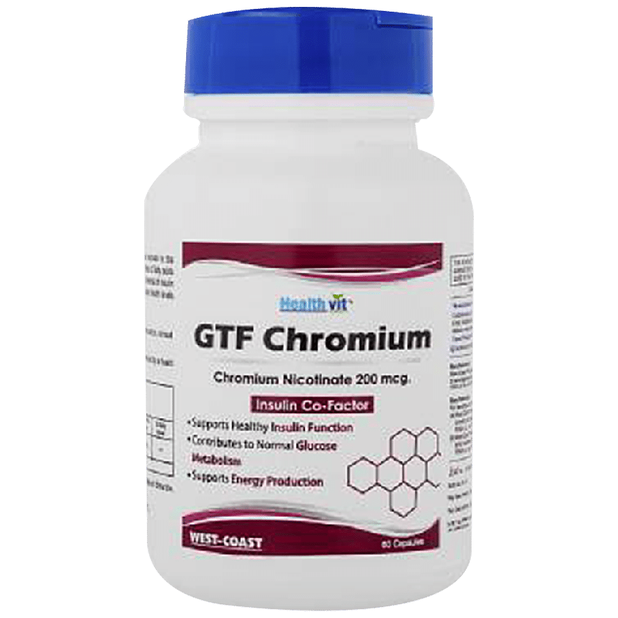 Healthvit GTF Chromium Nicotinate 200 mcg Capsules - Maintain Healthy Blood Sugar Levels