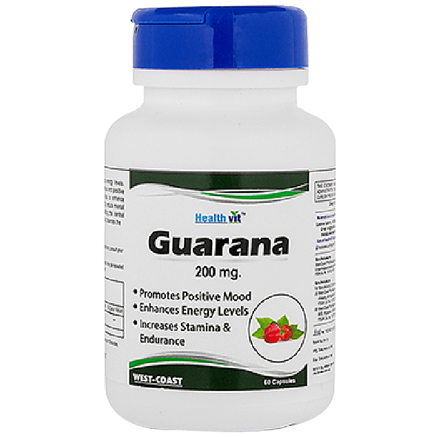 Healthvit Guarana 200 mg Capsules - Promotes Positive Mood