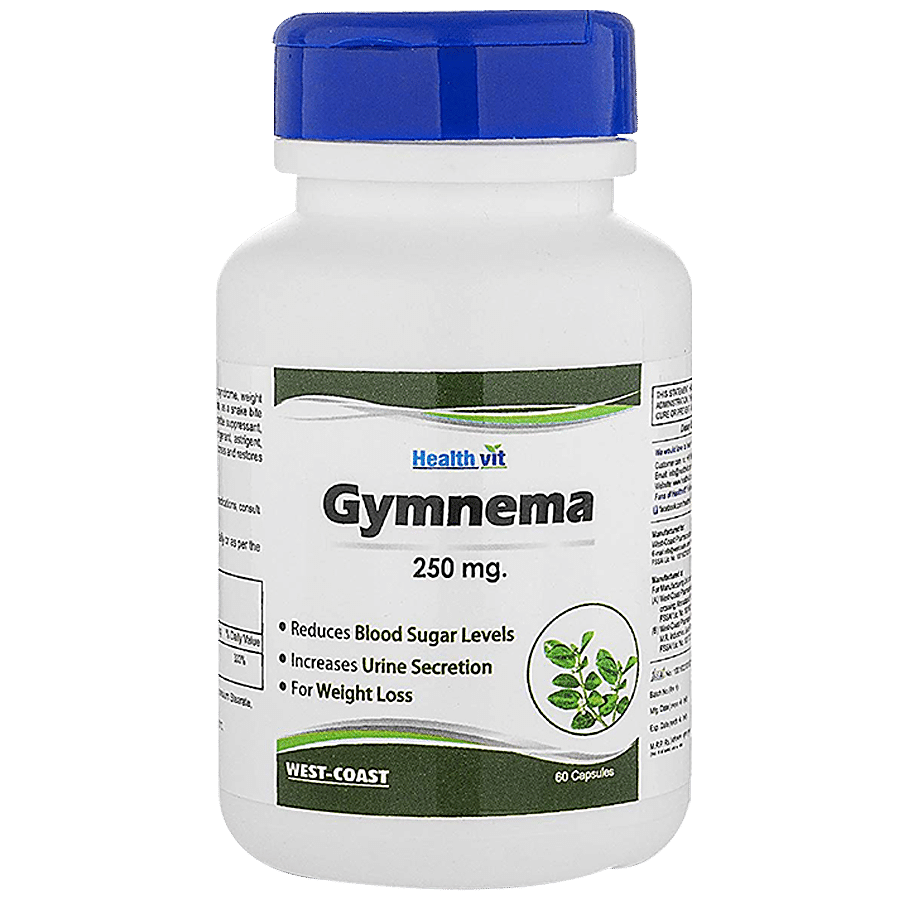 Healthvit Gymnema 250 mg Capsules - Reduce Blood Sugar Levels