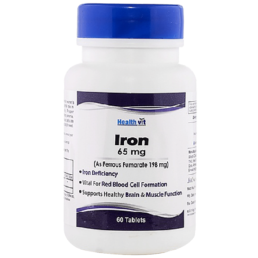 Healthvit Iron 65 mg Tablets - As Ferrous Fumarate 198 mg