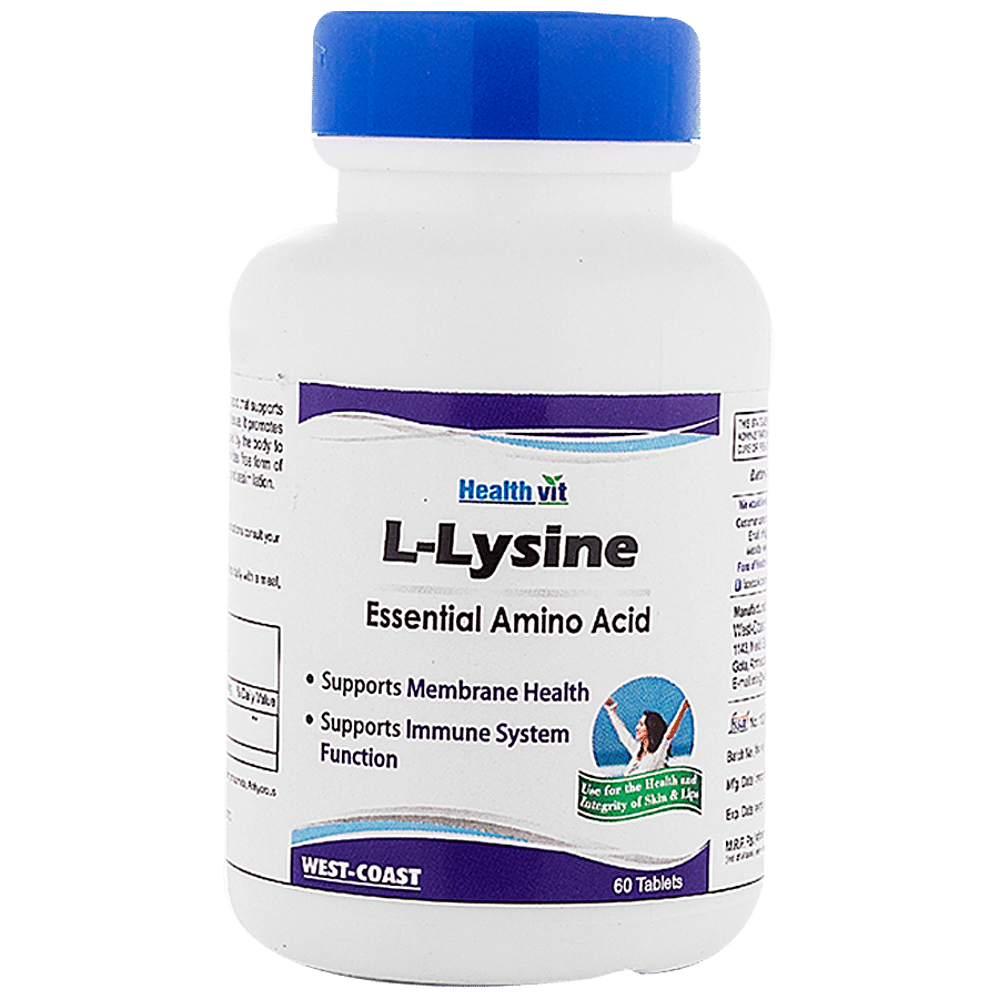 Healthvit L-Lysine Tablet - Supports Immune System Functions & Membrane Health