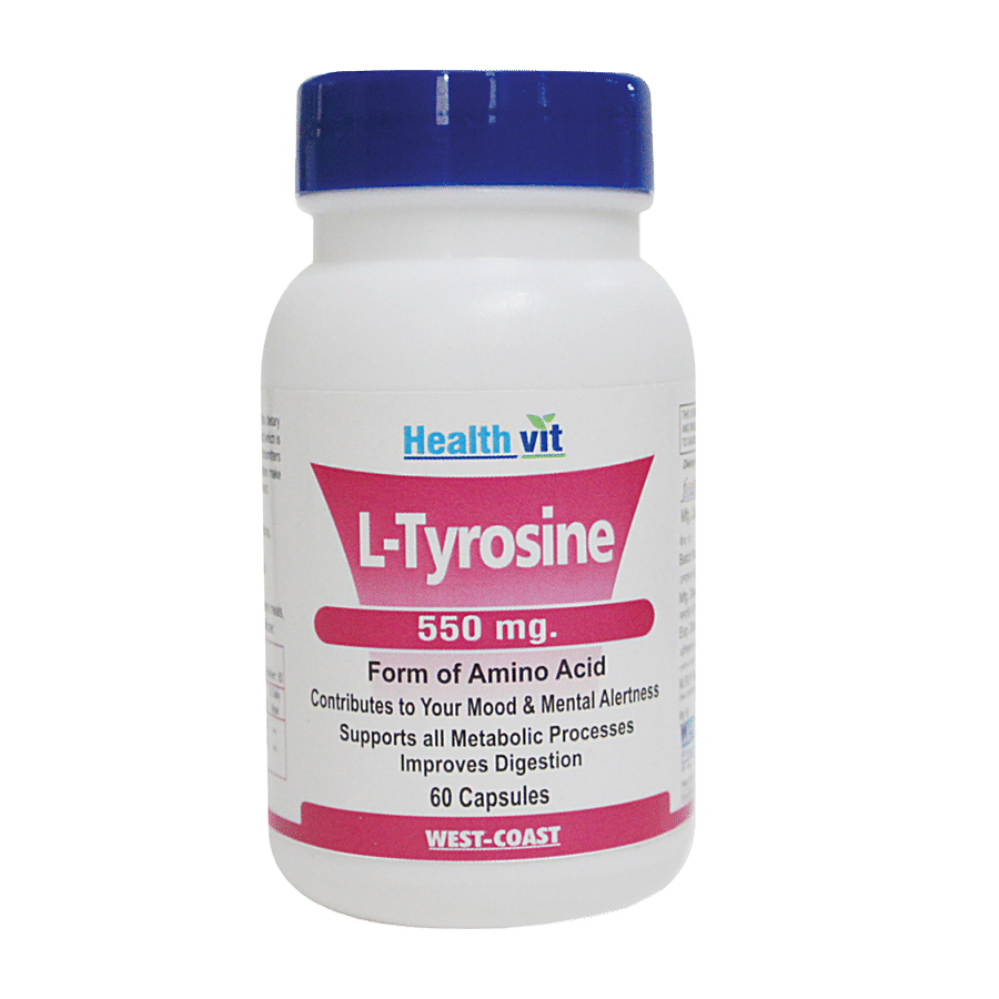 Healthvit L-Tyrosine 550 mg Capsules - Form Amino Acid