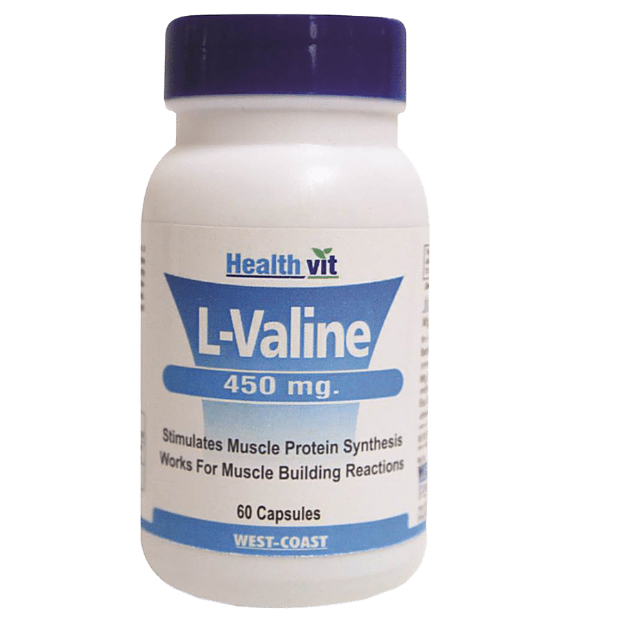 Healthvit L-Valine 450 mg Capsules - For Muscle Building Reaction