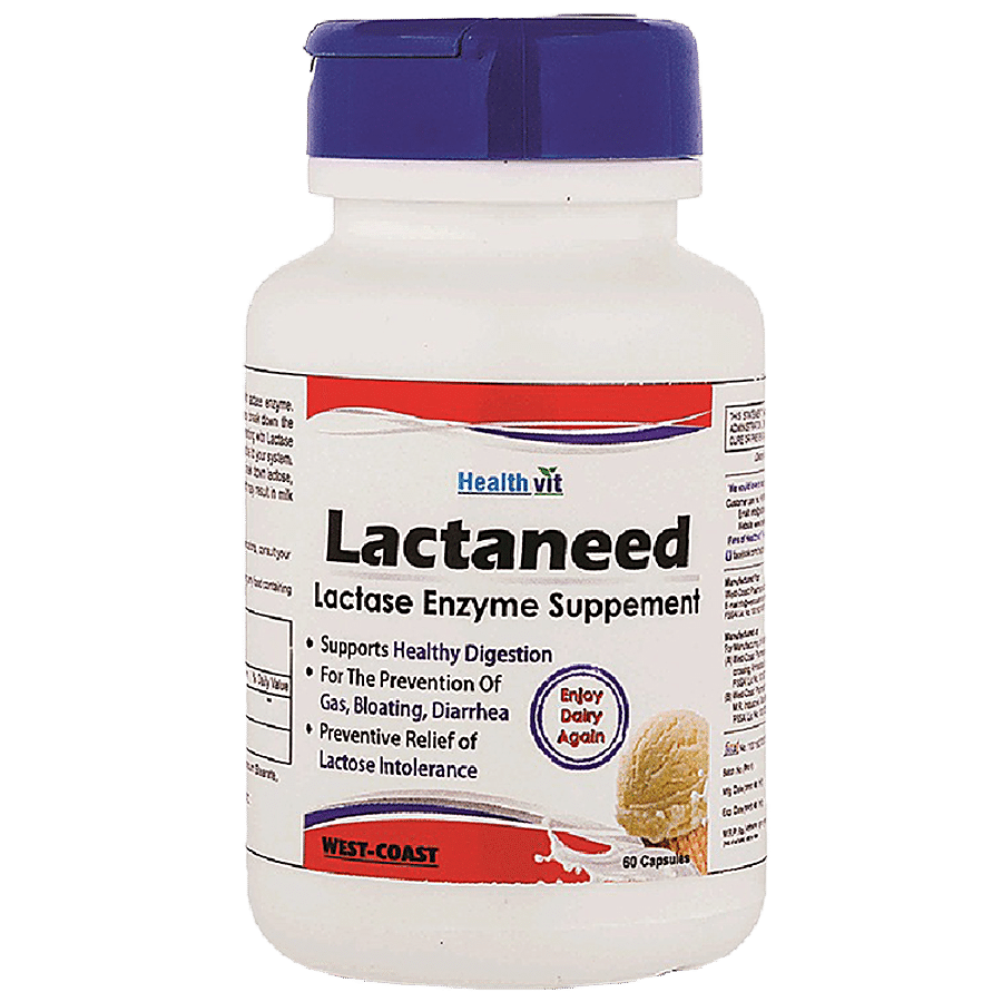 Healthvit Lactaneed Lactase Enzyme Supplement Capsule - For Lactose Intolerance