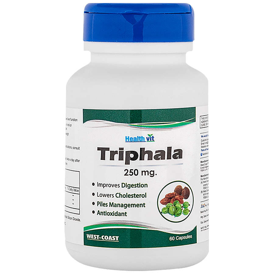 Healthvit Triphala Powder 250 mg Capsules - Improves Digestion