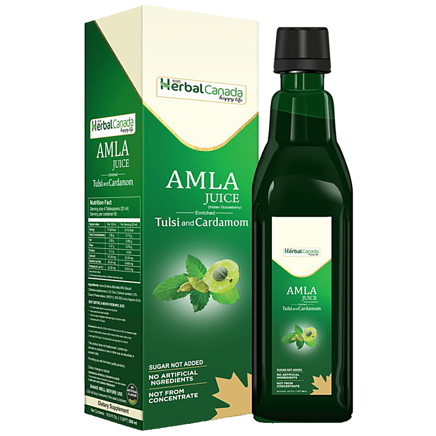 Herbal Canada Amla Juice With Tulsi & Cardamom - Rich In Vitamins