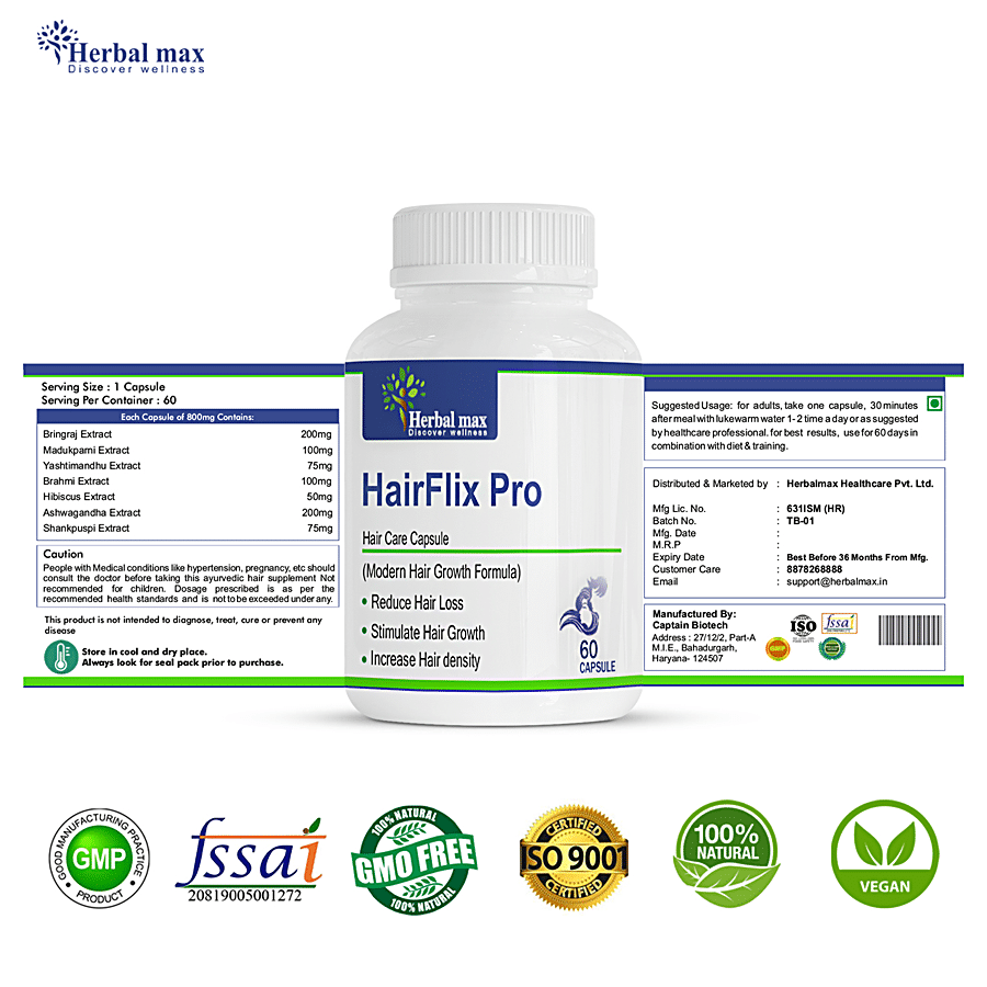 Herbal max HairFlix Pro Capsules - With Bhringraj