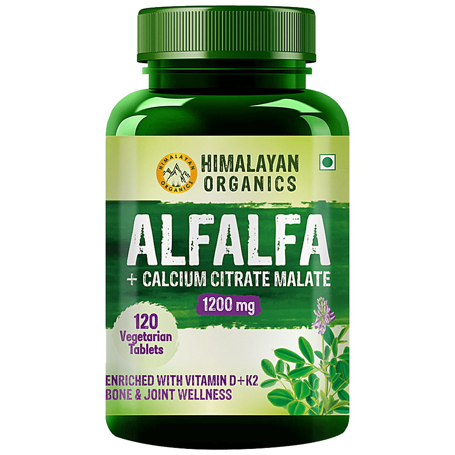 Himalayan Organics Alfalfa Calcium Citrate Malate Dietary Supplement Tablets - For Bones