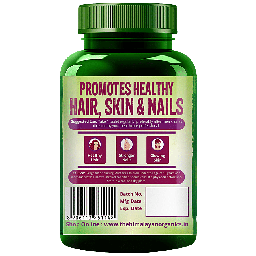 Himalayan Organics Biotin 10000 MCG Supplement Tablets - For Healthy Hair